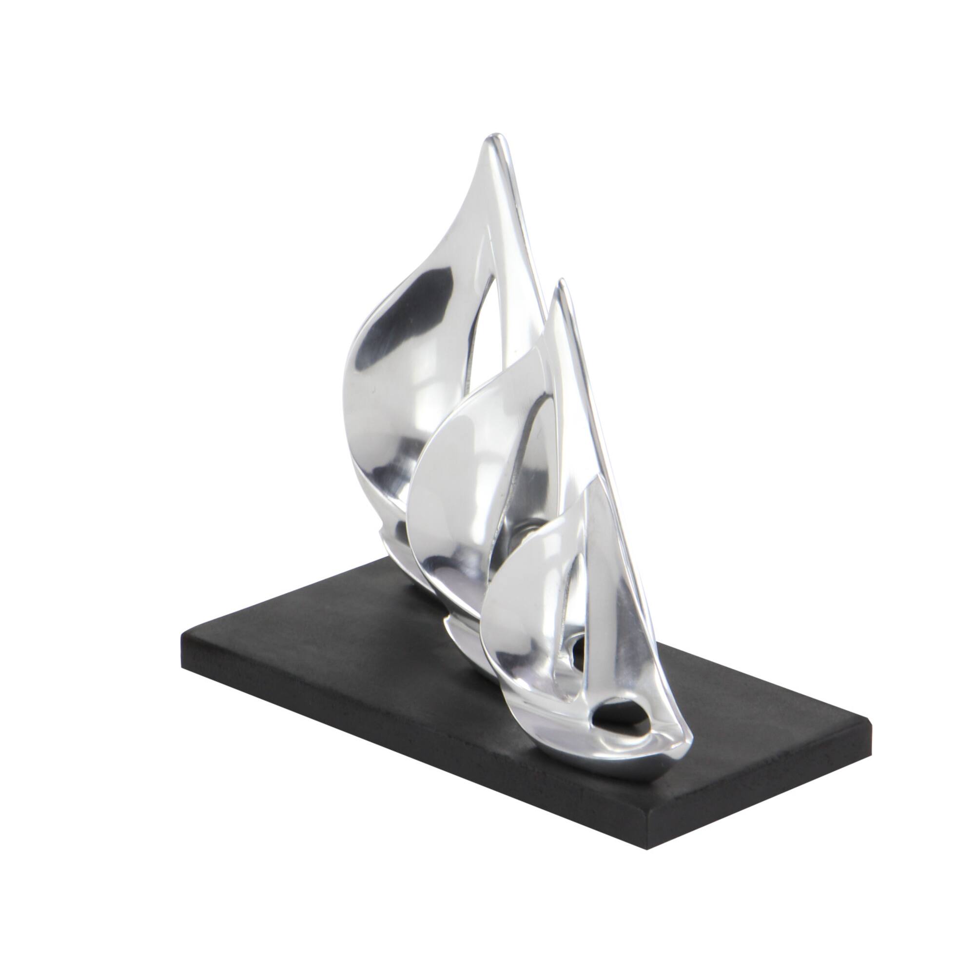 11" Silver Sail Boat Coastal Sculpture